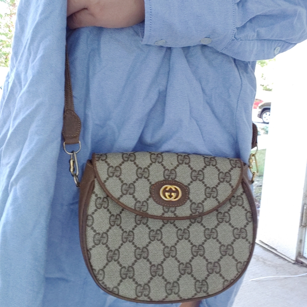 Gucci Beige and Brown GG Crossbody Bag